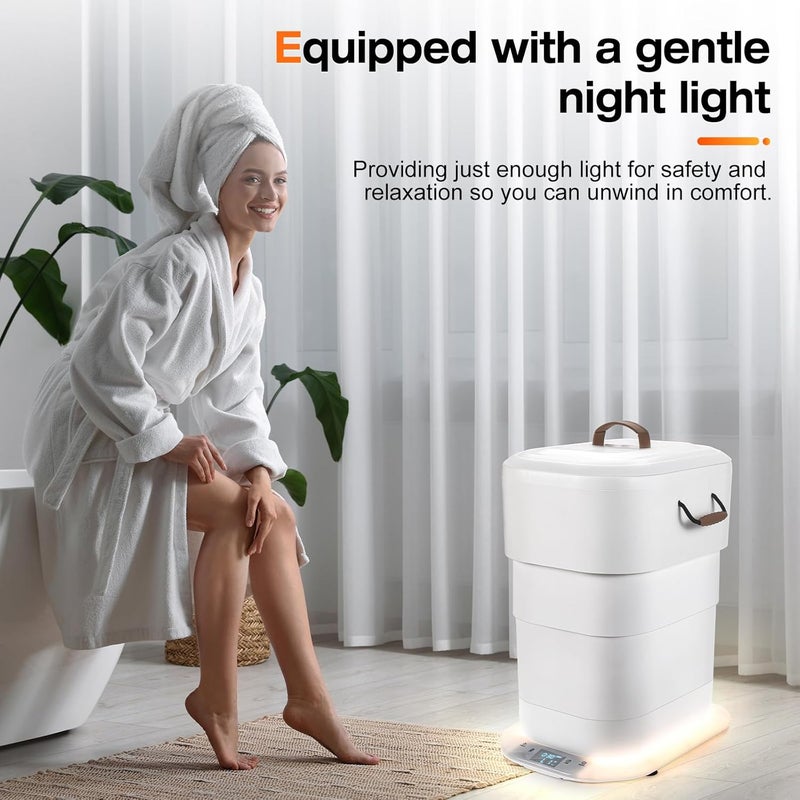 RYJNM Large Towel Warmer for Bathroom - 27L Foldable Towel Warmer Bucket with LCD Display & Remote Control, Auto Shut Off, Fits Up to Two 40"X70" Oversized Towels, Bathrobes, Blankets, and More - Image 4